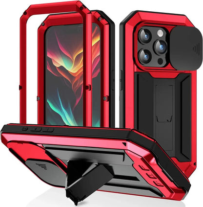Heavy Duty Rugged Metal Case for iPhone, Case for iPhone 16 15, 14, 13 Pro Max, Screw Military Shockproof Cover with Screen Ca