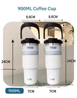 Tyeso 600/750/900ML Car Coffee Cup Thermo Bottle with Straw Portable Sport Insulated Vacuum Flask Travel Thermal Water Bottle