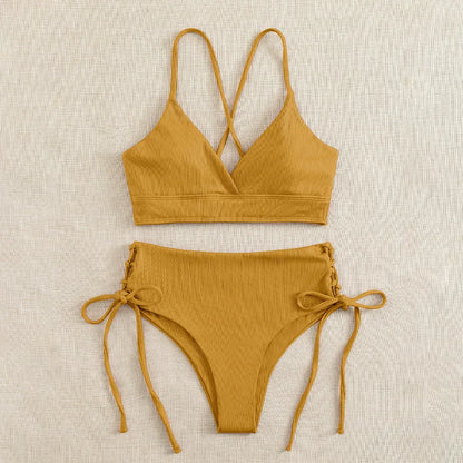 Cikini V-hals split bikiniset voor dames