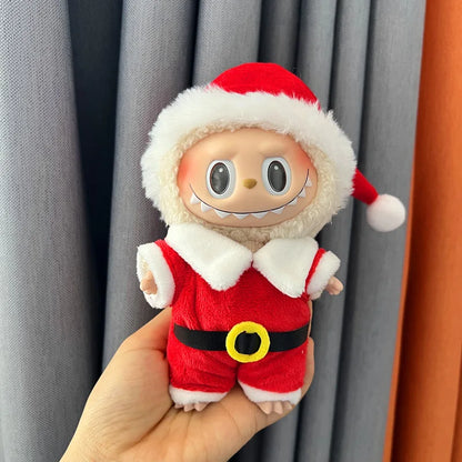 17cm LABUBU Christmas Santa Outfit - Gen1-3 Doll Clothes Set for Vinyl Figures, Festive Santa Costume with Accessories