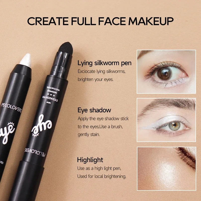 6 Colors Eyeshadow Pencil Stick, Waterproof Pearly Shimmer Glitter Eyeshadow Eyeliner Pen, Long Lasting Eye Makeup Tool