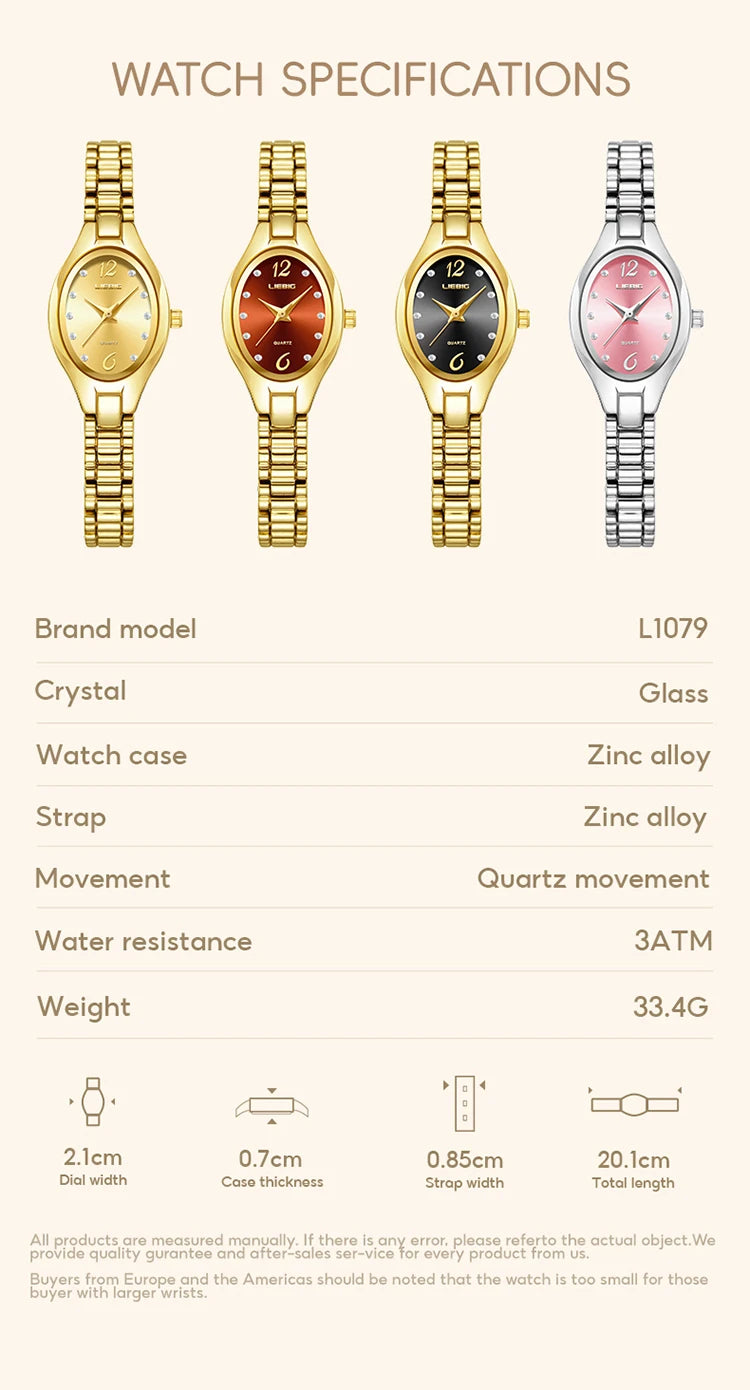 LIEBIG Stainless Steel Strap Quartz Watch Top Brand Luxury Elegant Wristwatches Fashion Automatic Watches For Women Reloj Mujer