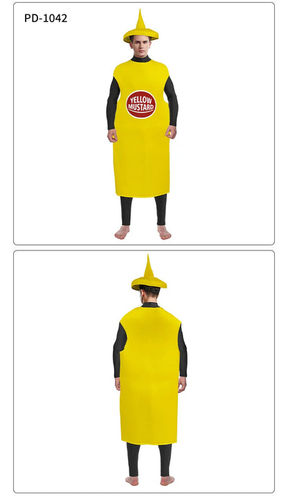 Festival Costumes Red Tomato Delicious Ketchup Costume Adult Boy Girl Funny Disguise Suit Yellow Halloween Cosplay Party Clothes