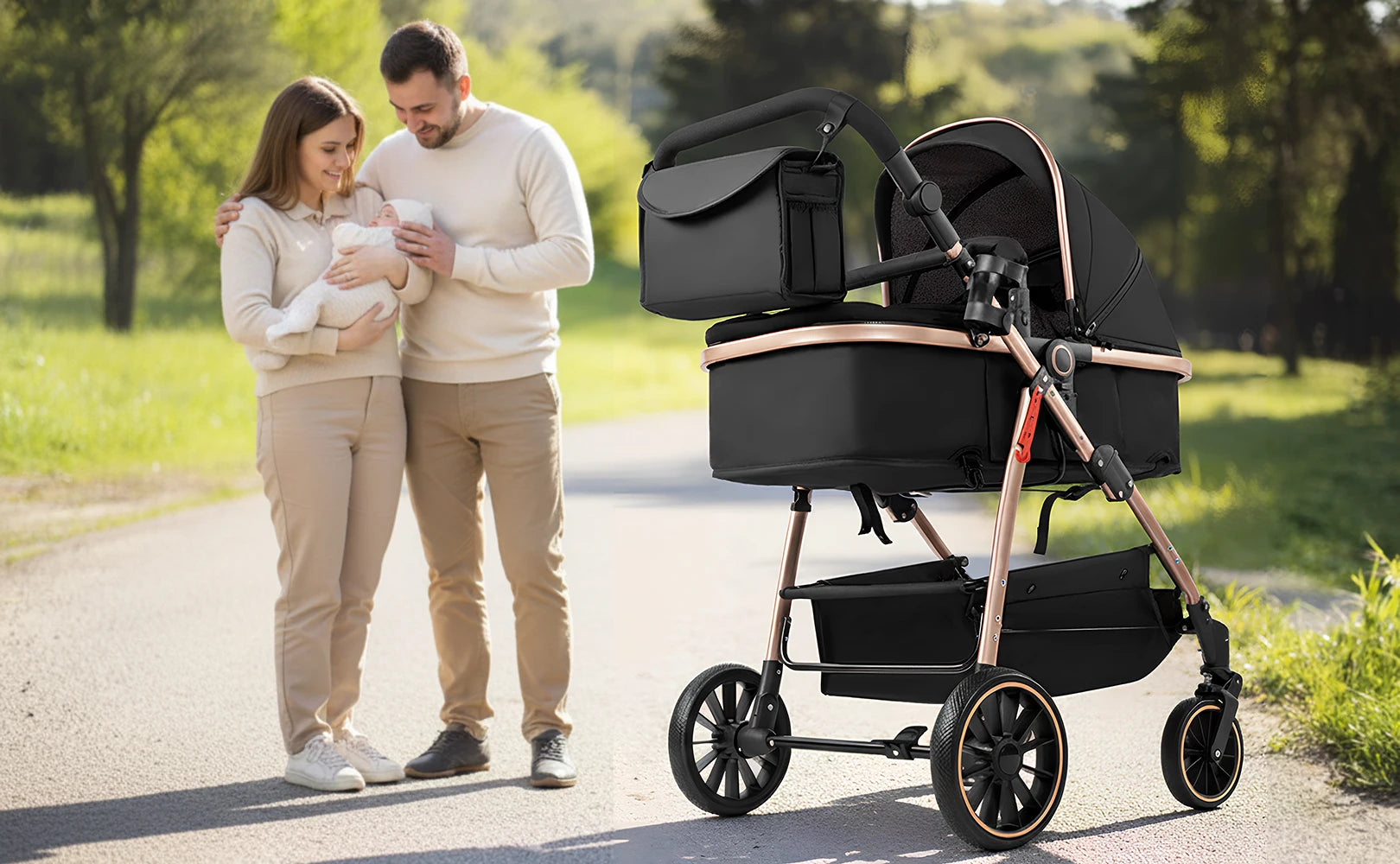Baby Carriage Light Stroller Baby Stroller 3 in1 Foldable pushchair high quality prams Lie Flat Baby Stroller adjustable seat