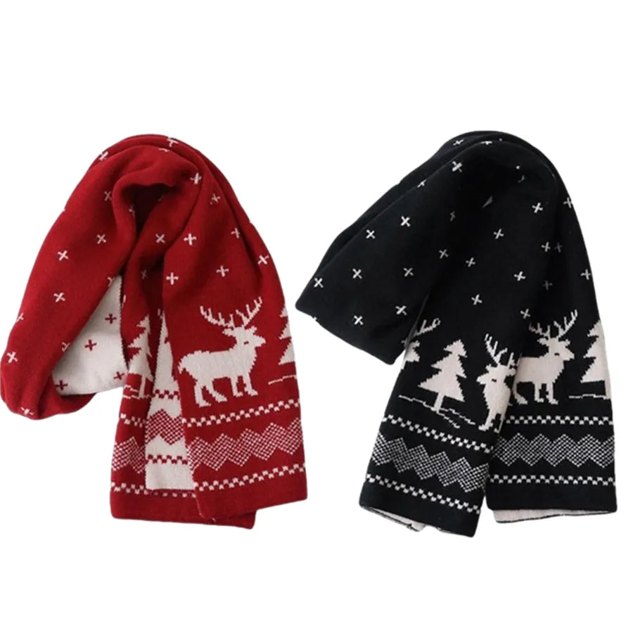 Christmas Atmosphere Santa Claus Knitted Red Scarf For Women New Style Warm Neck Protection Knitted Scarf Versatile Shawl