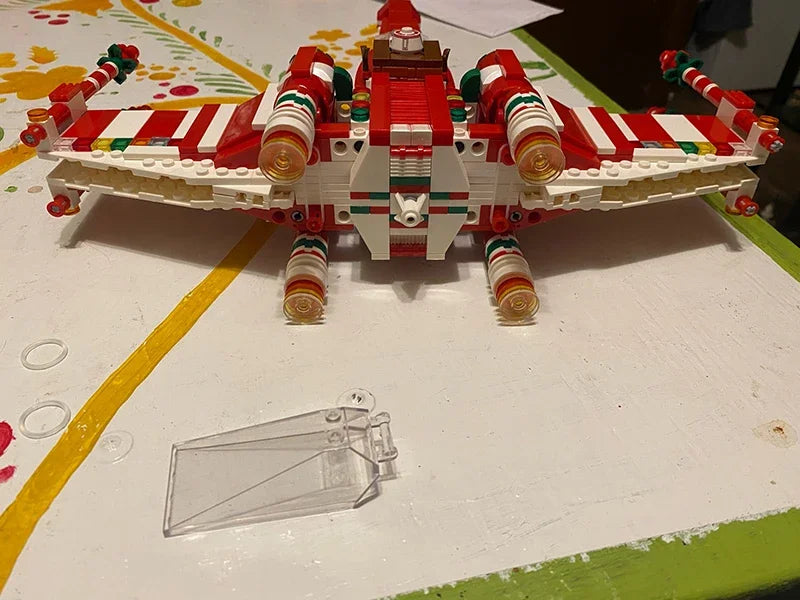 Bricklink MOC Ideas Space Wars Spaceship Wings Fighter Christmas Version 4002019 Aircraft Building Blocks Toys For Children Gift