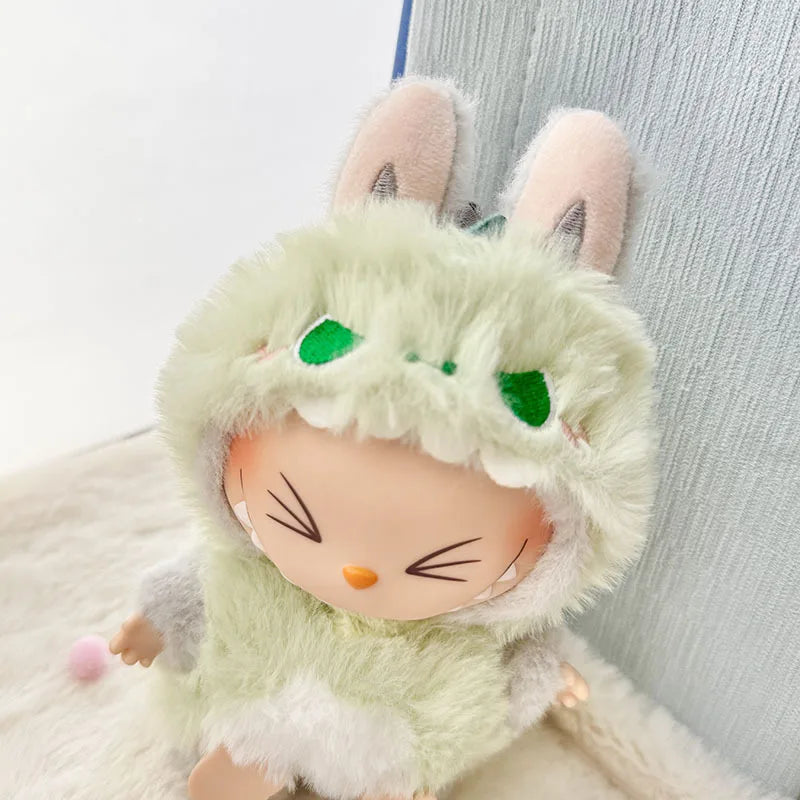 Doll Clothes For 15-17cm Labubu Pendant Sitting Baby Bee Dinosaur Shark Labubu Dolls Accessories Cute Decoration Little Clothes