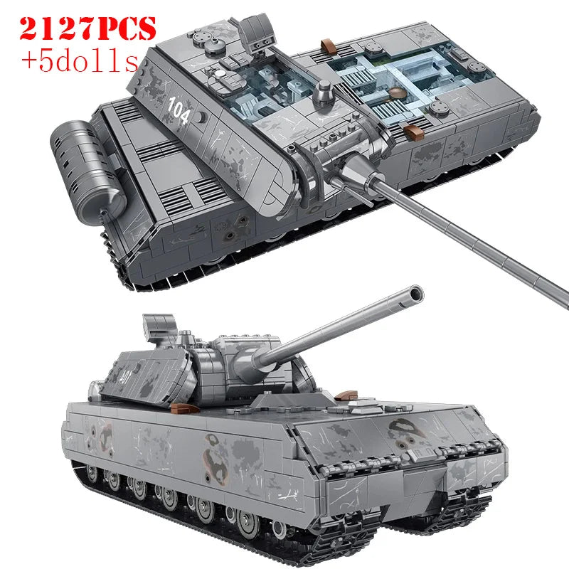 Military Heavy Tank Panzer VIII Maus Building Blocks German WW2 Soldier Police Army Weapons Bricks Children Toy Gifts for Adults