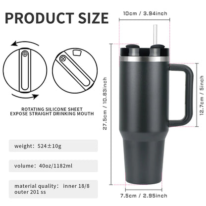 1pcs Watersy 40oz/1200ml Tumbler with Handle and Straw Lid Stainless Steel Keep Cold Vacuum Insulated Portable Car Travel Mug