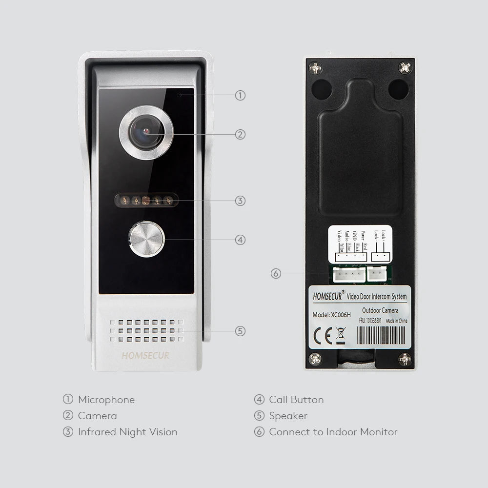 4 Wire Waterproof IP65 HD Doorbell Camera 120° Wide Angle for HOMSECUR Tuya WiFi Smart 1080P Video Intercom Door Phone System