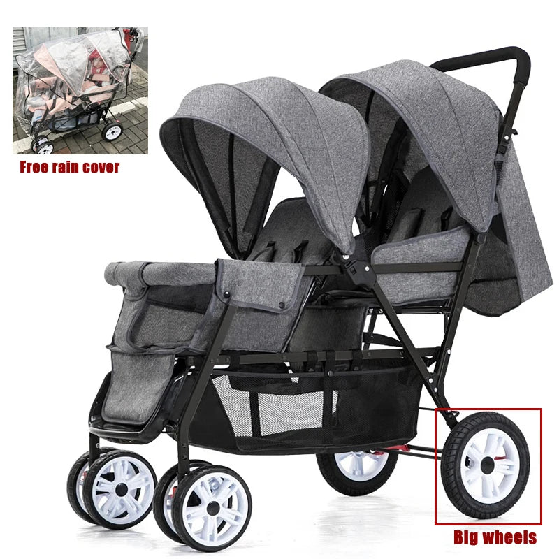 EU STOCK Twin strollers Double kids two seats strollers foldable carriage wholesale baby stroller Front and rear seats