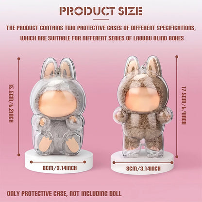 Transparent Protective Case For 17cm Labubu Dustproof Monster Toy Storage cover Cute Elf Plushie Display Cover for Holiday Gifts