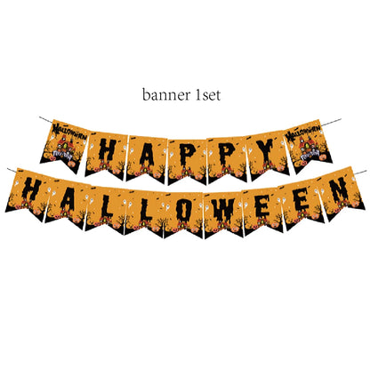 Halloween Disposable Party Tableware Set Pumpkin Witch Paper Plate Cup Napkins Tablecloth Kids Favor Happy Halloween Party Decor