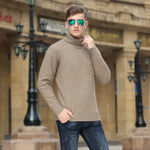 Autumn Winter Men's High Neck Pullover Knitted Sweater 100% Mink Cashmere Long Sleeved Loose Business Casual Warm Top New Styles