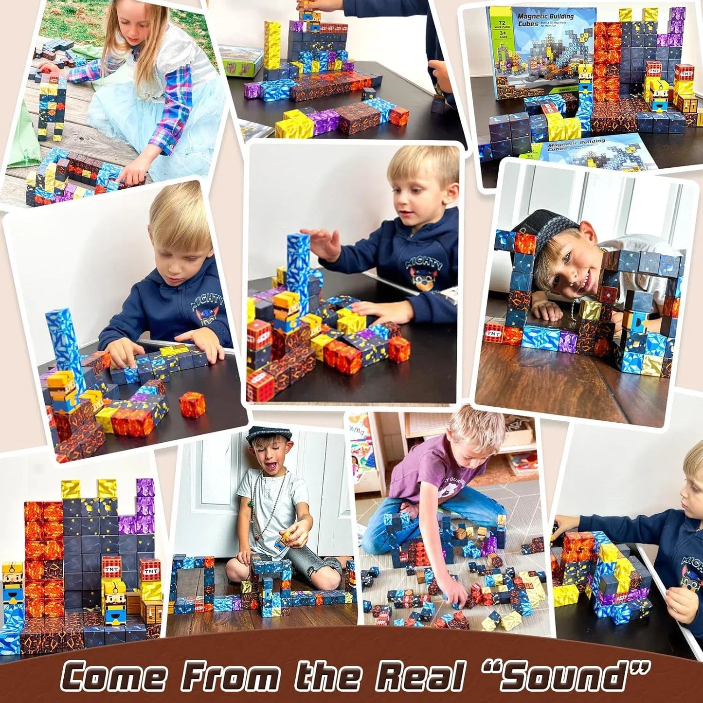 Magnetic Building Blocks Mine World Magnet Cube Set for Boy Girl Kid Age 3+ DIY Pixel style Model Base plate STEM Toy Baseplate