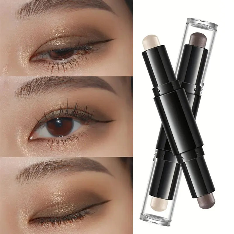 Double Head Eyeshadow Stick Colorful Shimmer Brown High Waterproof Cream Eyes Shadow Pencil Long Lasting Makeup Cosmetic
