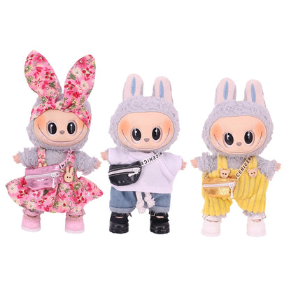 3.8cm Doll Shoes Solid Color Pop Lace up Canvas Shoe PU Shoes For 17cm Labubu Doll Clothes Accessories,Girl's Toys Clothing Gift