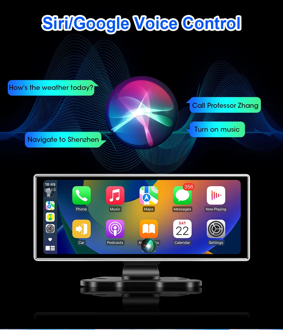 10/11.26 inch Dash Cam 4K Car DVR Wireless Carplay & Android Auto GPS Navigation Video Recorder Dashboard Dual Lens Wifi FM AUX