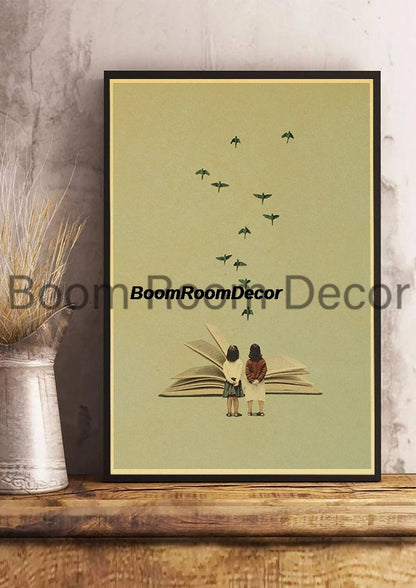 Retro Abstract Creative Poster Kraft Paper Nostalgia Canvas Prints Modern Landscape Coffee Bar Wall Art Posters Living Decor