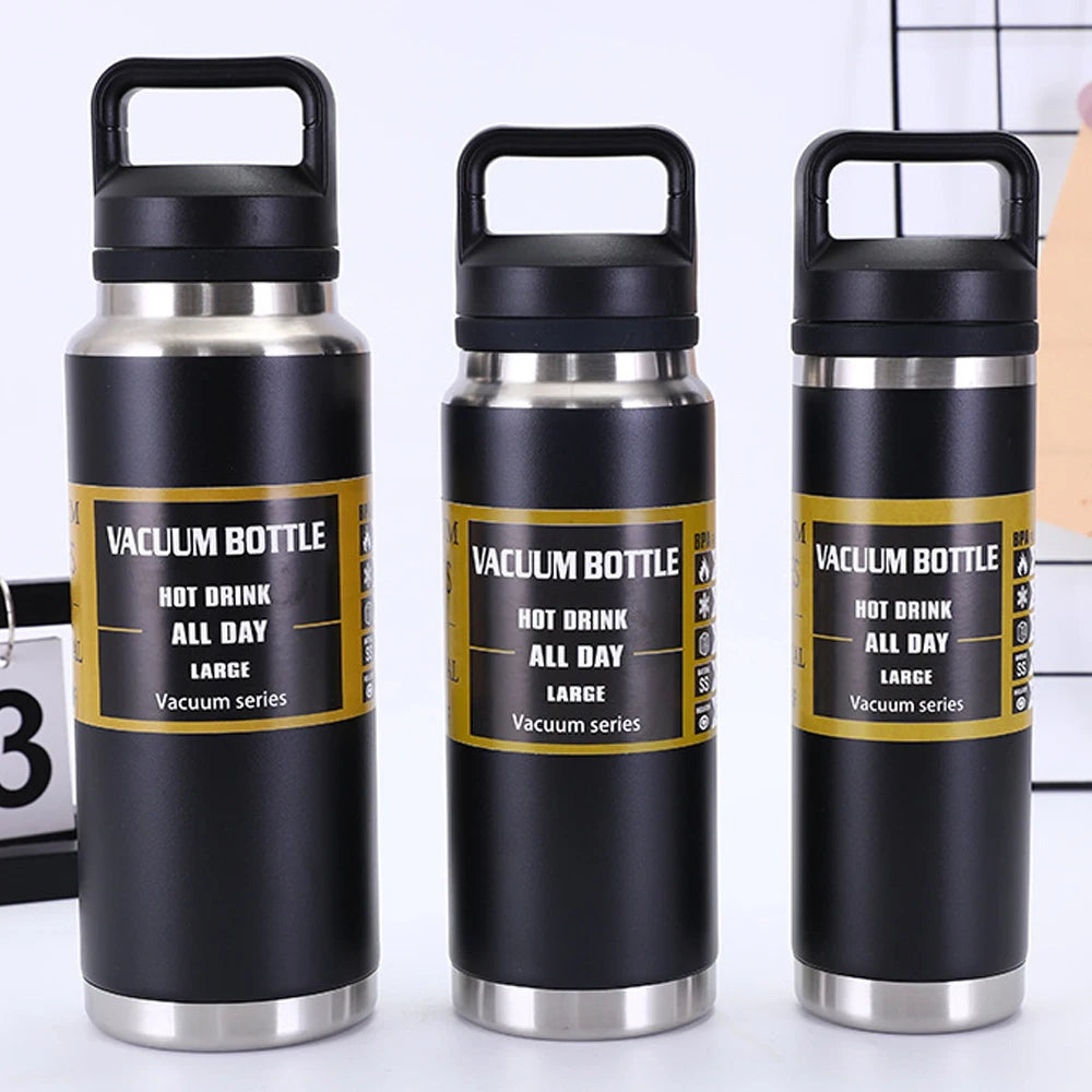 600/800/1100ML304 Stainless Steel Thermos Bottle with Handle Portable Water Cup Hot and Cold Long Lasting Drinking Water Bottle