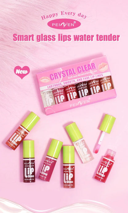 6PCS Moisturizing Lip Gloss Transparent Lip Oil Hydrating Lip Glaze Lip Plumper Hydrating Make Up Liquid Lipstick Lips Cosmetics