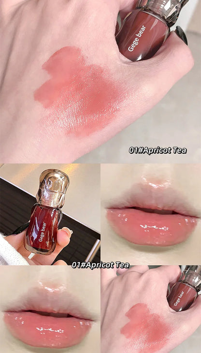 Gege Bear Crystal Gloss Lip Tint — Autumn/Winter Hydrating Formula, Mirror-Gloss Finish, Youthful Plumping Effect