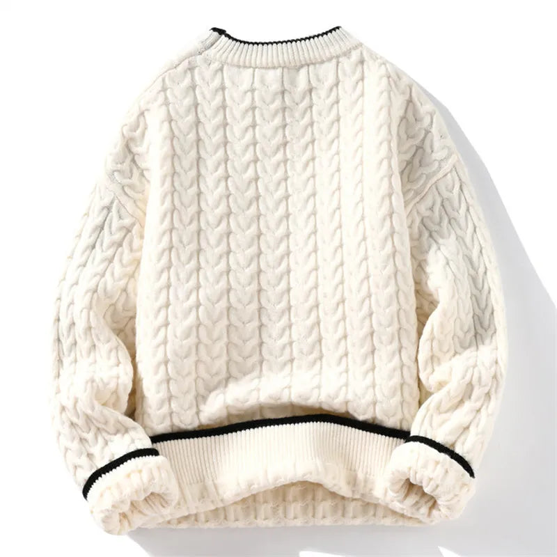 Autumn Winter Men's Warm Knit Pullovers Fashion O-Neck Patchwork Casual Knitted Sweater Men Youthful Vitality Sweaters