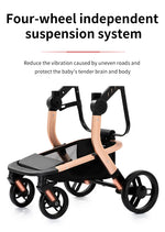 Lightweight Baby Stroller 3 in 1 Stroller PU Leather Stroller for Newborn Baby Car Seat Portable Baby Cart Pram High Landscape