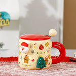 Christmas-themed mugs with magnetic accessories and LIDS, cute ceramic cups, women, couples, office coffee cups