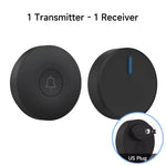 Circular Black Self Powered Wireless Doorbell AC 110v 220v US/EU Plug With 60 Rings Waterproof Long-Distance Kinetic Door Bell