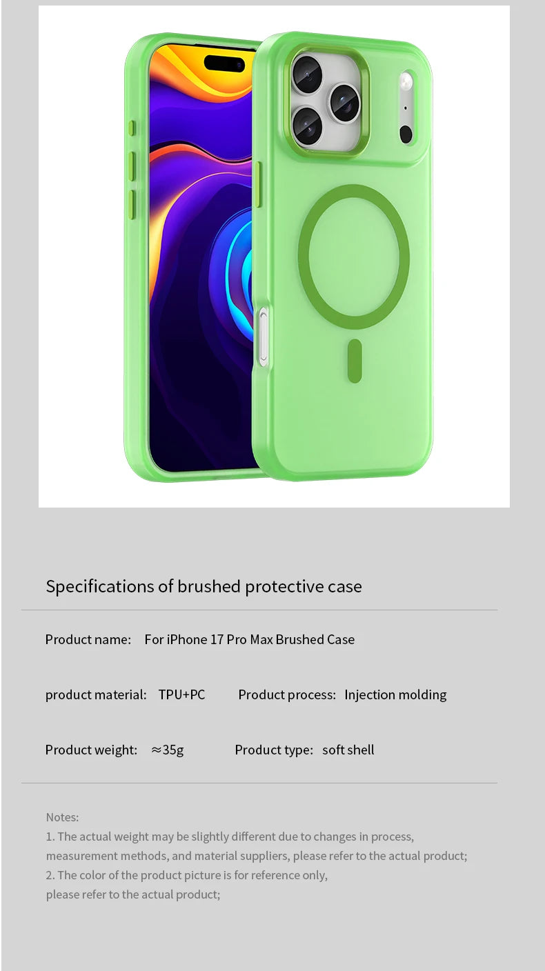 Shockproof Matte Transparent Case For Magsafe Case For iPhone 17 Pro Max 17 Air 17 Pro 17 Wireless Charge TPU Soft Cover Funda