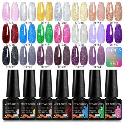 20pc Nail Gel Polish Set HEMA Free All-season Nails Long Lasting Soak Off Varnishes Kit for Manicure DIY UV/LED Gel Desgin