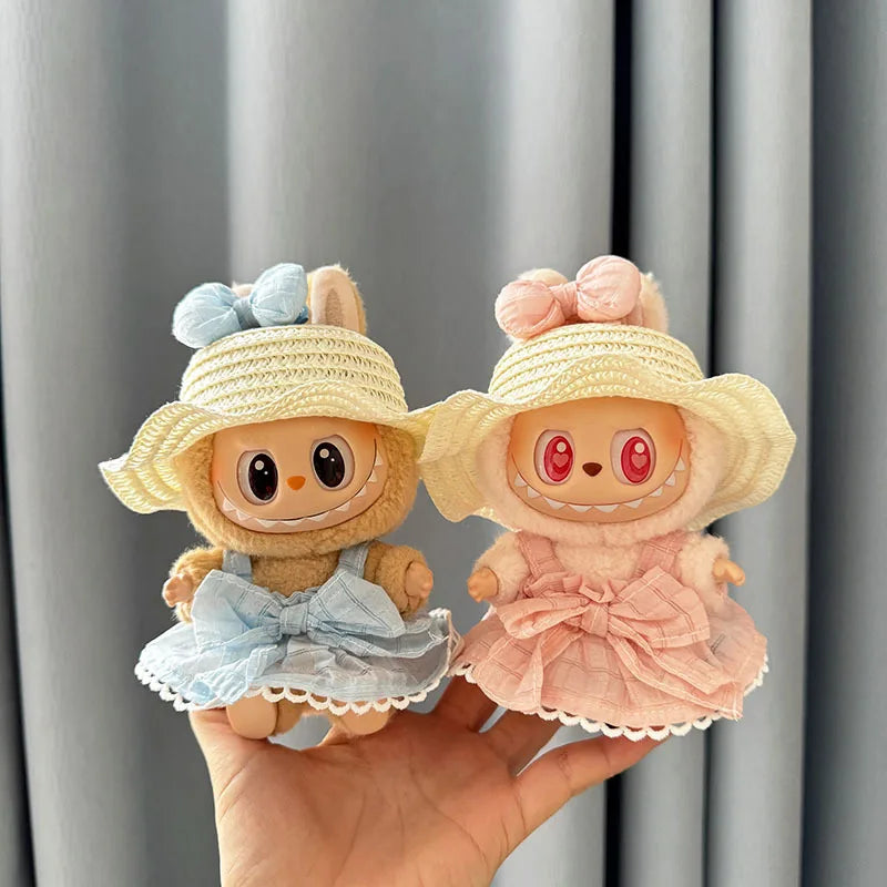 Luxury Plush Wedding Dress Dolls Clothes for Labubu I II Korea Style Fluffy Romantic Wedding Dress Flower Hat Suit for Ladbubu