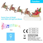 Christmas Santa Claus Sleigh and Reindeer Figurine with LED Lights Holiday Ornament Xmas Home Tabletop Decoration Gift