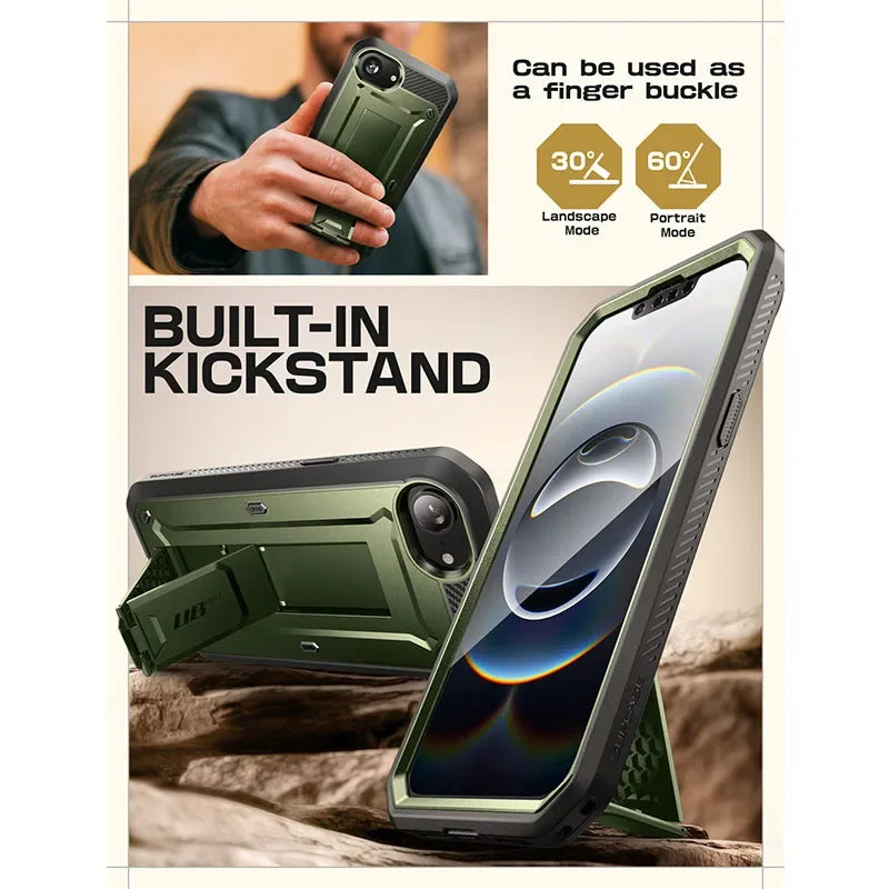 SUPCASE For iPhone 16e Case 6.1" (2025) UB Pro Military-Grade Protection Full Body Phone Case with Built-in Screen Protector