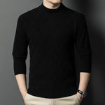High Quality Winter Men's Mock Neck Knitted Sweater Solid Color Thick Warm Knit Pullovers Men Slim Fit Smart Casual Sweaters