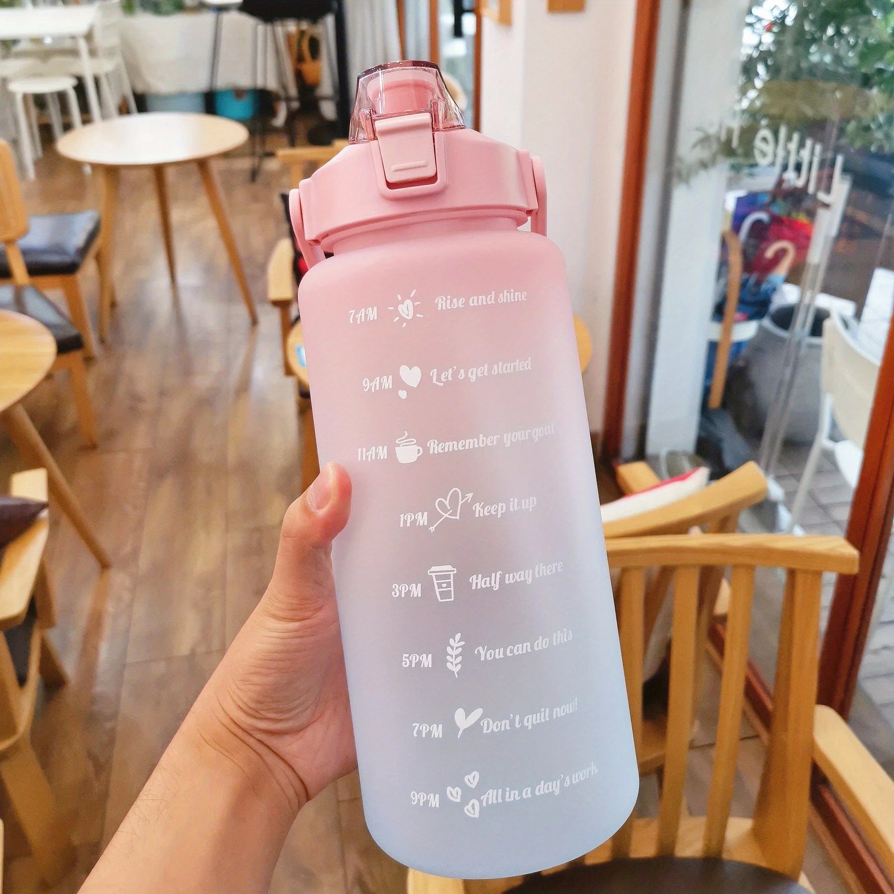 2l/900ml Water Bottle Liter Stay Hydrated Motivated Leakproof Plastic Sport Bottle Reminder Times Sports Outdoor Fitness Office