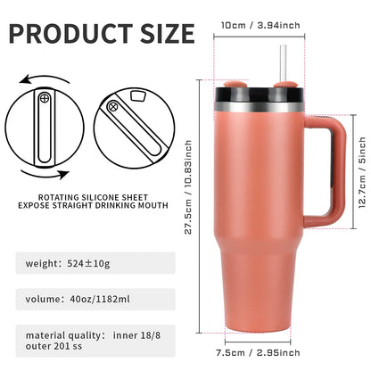 1pcs Watersy 40oz/1200ml Tumbler with Handle and Straw Lid Stainless Steel Keep Cold Vacuum Insulated Portable Car Travel Mug