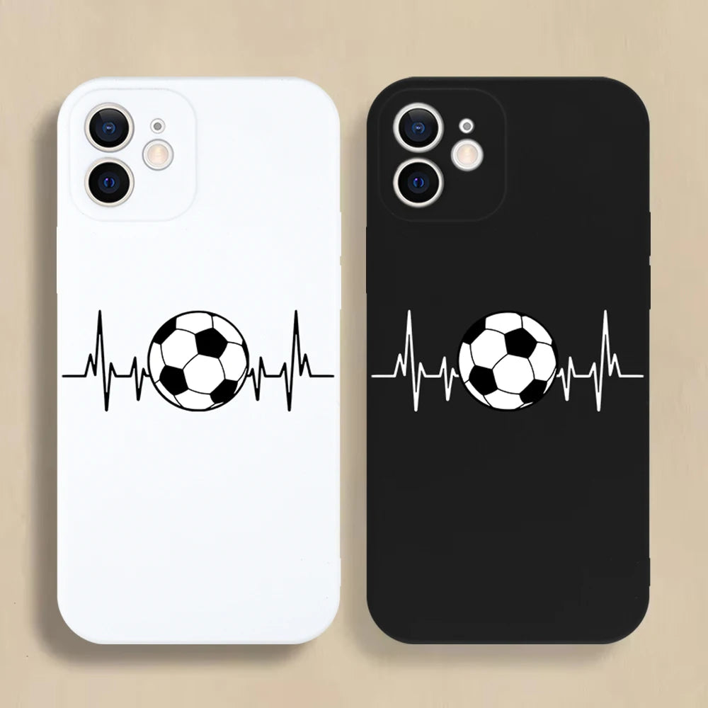 Funny Football Graphic Phone Case For iPhone 16 15 14 13 12 11 Pro Max Mini X XS SE4 7 8 Plus 16E Shockproof Silicone Soft Cover