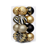 16 Pcs 8cm Painted Christmas Balls Set Cartoon Red Black Gold Electroplated Christmas Hanging Balls DIY Plastic