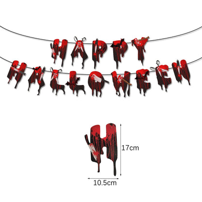 Halloween Terror Banner Blood Hand Foot Knife Skeleton Horror Flag Pulling Ghost Festival Decor Happy Halloween Party Decor