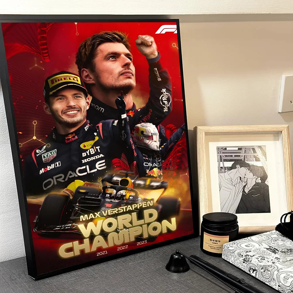 1pc F1 M-Max Verstappen Poster Self-adhesive Art Waterproof Paper Sticker Coffee House Bar Room Wall Decor