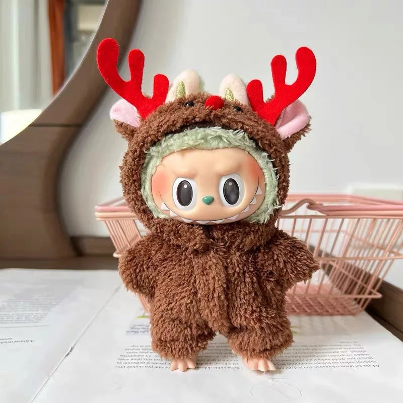 17cm LABUBU Christmas Santa Outfit - Gen1-3 Doll Clothes Set for Vinyl Figures, Festive Santa Costume with Accessories
