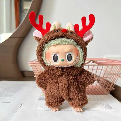 17cm LABUBU Christmas Santa Outfit - Gen1-3 Doll Clothes Set for Vinyl Figures, Festive Santa Costume with Accessories