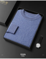 Men 100% Cashmere Thick Sweaters High Stretch Knitted Pullovers  2023 Winter Office Male Fashion  Loose Casual Tops DX01