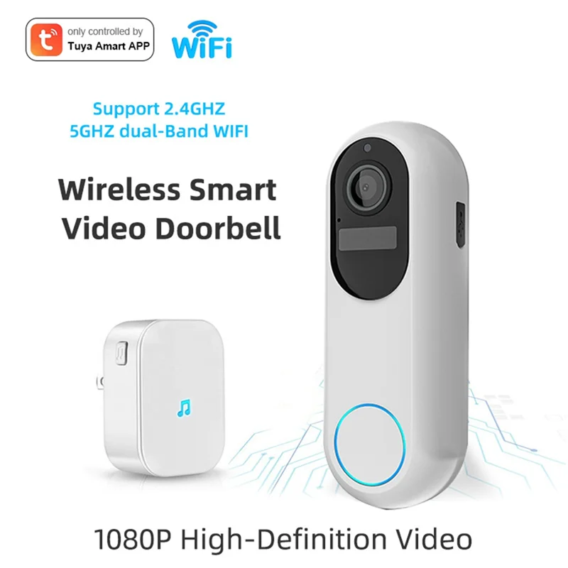 A99E-1080P Smart Wireless Video Doorbell Camera Wireless Smart Video Doorbell With Chime Two-Way Talk Night Vision