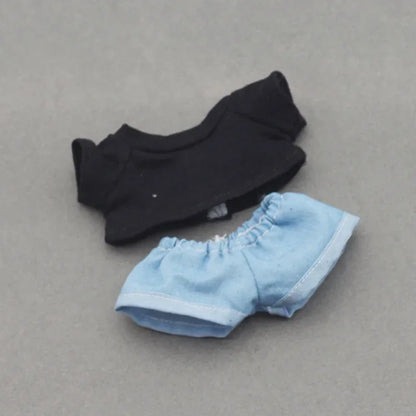 Doll Clothes Outfit Accessories For Korea Kpop Exo 15-17cm Labubu Idol Dolls 10cm cotoon doll T-shirt denim shorts set Clothing