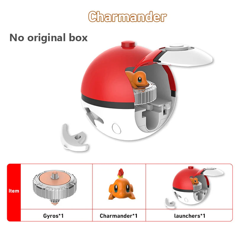 Pokemon Figures Beyblade Top Gyroscope Toys Pikachu Charmander Squirtle Mewtwo Eevee PVC Models Pokeball Gift For Kids