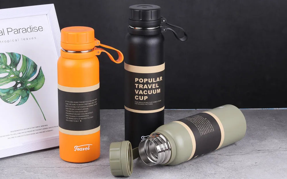 650ML 850ML 1100ML Thermos Double Stainless Steel Sport Vacuum Flask Outdoor Climbing Fitness Thermal Bottle Tea Insulation Cup
