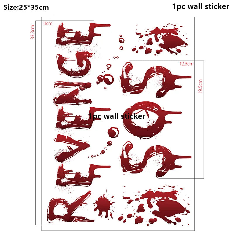 Halloween Wall Doors Windows Stickers Blood Handprint Footprint Skull Pattern Halloween Party Scene Decor Supplies Horror Props